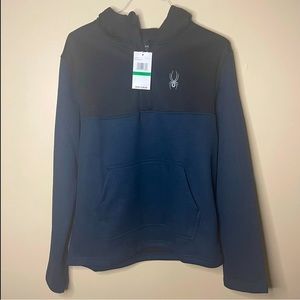Spyder Black / Navy Quarter Zip Hooded Jacket | Size Large